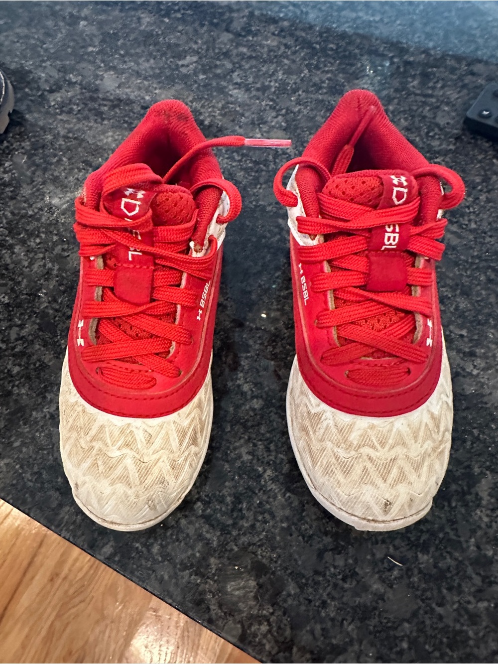 Under Armour Toddler size 10 Red and white Cleats